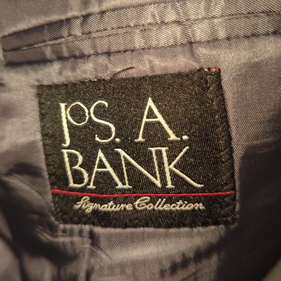 Jos A Bank 42R Wool Silk Blazer Stripe Gray 2 Button Signature Made Mexico - Picture 5 of 9